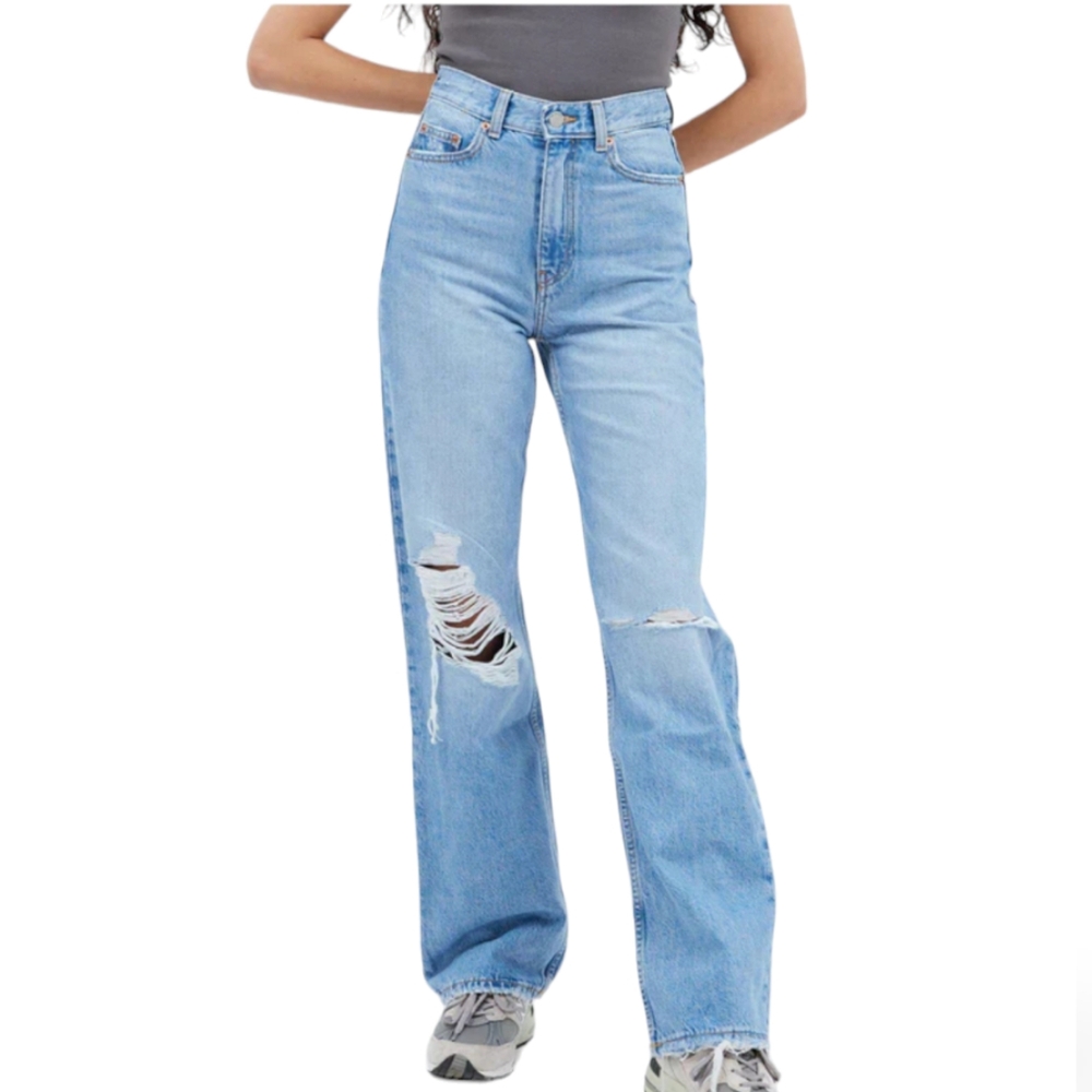 Dr.Denim Echo Empress Sky Blue Ripped Lightwash High Rise Jeans Sz 26/32